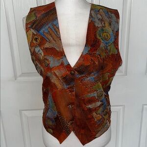 Vintage Creazioni Effeci vest fitted lined Beaded‎ Sequin Front floral